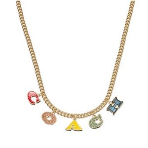 NWT Coach Signature Logo Charm Pavé and Enamel Necklace with dustbag